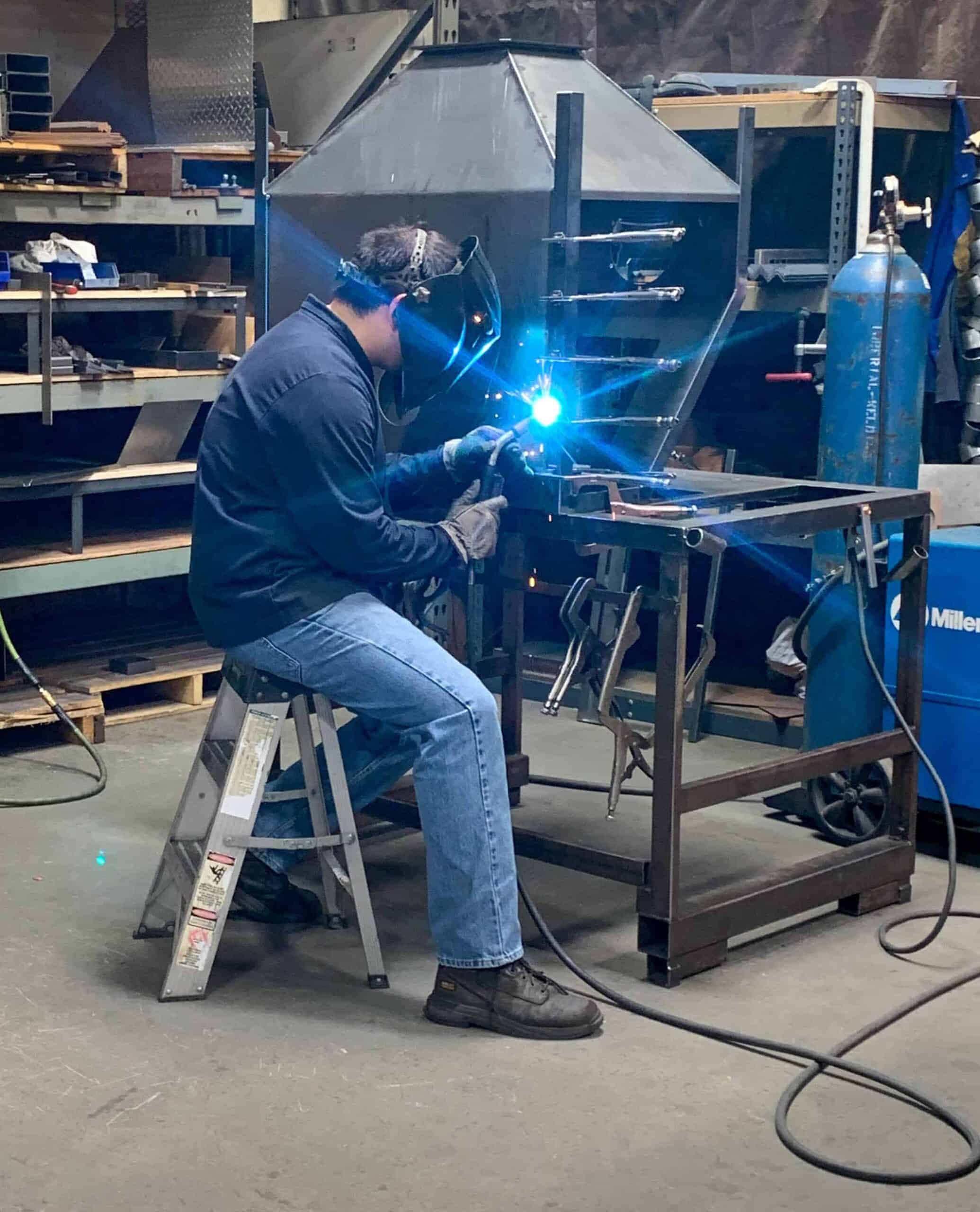 a man welding